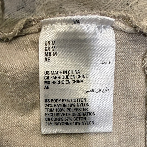 Style & Co. Beige Lace Trim Long Sleeve Top - Picture 7 of 10